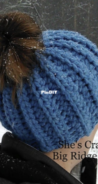 Shes Crafty Crochet - Lisa Power - Big Ridge Bun Beanie - Free