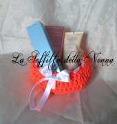 Orange crocheted basket