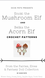 Oche Pots - Clare Cooper - Enoki the Mushroom Elf and Belka the Acorn Elf