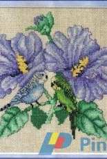 Hibiscus Parakeets by Mike Vickery from The Cross Stitcher US February 2006