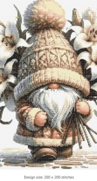 Gnome With White Flowers n.3 By Silvia Romero Vieira Free