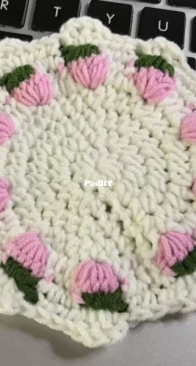 Crochet Strawberry Coaster - Pink