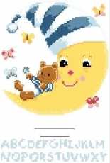 Vervaco - 70.050 (PN-0011828) - Teddy on The Moon Birth Sampler Blue XSD + PCS