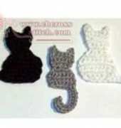 Crochet cat, Kitty Ornament, Applique - Russian