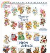 The Vermillion Stitchery 715 - Flower Bears & Holiday Animals