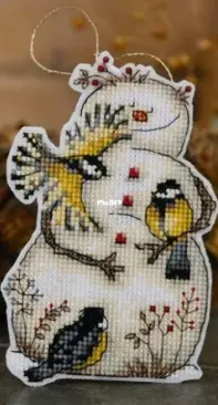 Snowman With Birds Ornament by ludmoin-Ludmila Oinonen