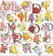 The Vermillion Stitchery / Janlynn 125-225 Rose Alphabet by Donna Vermillion Giampa PCS + XSD