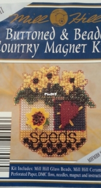 Mill Hill MHMB8 Buttoned Beaded Country Magnet Kits - Sunflower Seed Pocket