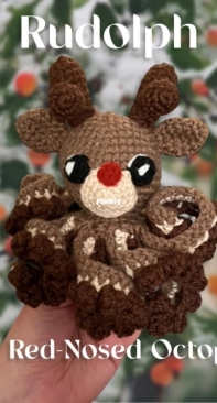 Octopus Army Crochet - Jessica Bogach -  Rudolph the Red Nosed Octopus