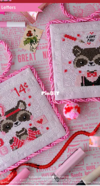 The Frosted Pumpkin Stitchery - Love Letters - Ruby and Ralph Raccoons