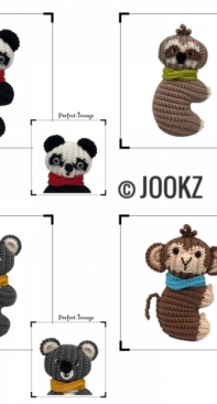 Jookz creaties - Joke Postma - Mini Combi Ribblz - Koala, Monkey, Panda and Sloth - Combi Mini Ribblz Koala, Aapje, Panda en Luiaard - Dutch