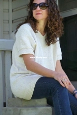 Cotton V Neck Tee in the Round, Bottom up by Emily Bieman-Free