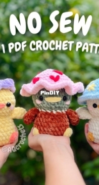 AQcrochets - Ashley Lee - No Sew Ducks Wearing Hats