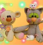 Tines Häkelstube - Christine Schneider - Bear and Cat Photo holder - German