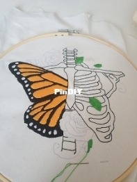 embroidery in process