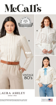 McCalls Vintage 80s - Laura Ashley - M8620 - Misses Blouse - Sizes 16-24