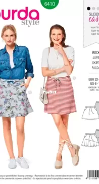 Burda Style - 6410 - Misses Skirt - Sizes 32-42 - German, English, French, Dutch, Italian, Spanish, Swedish, Russian