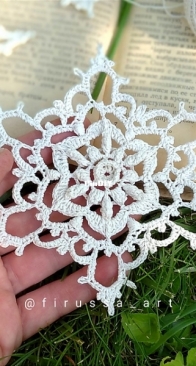 Firussa art - Anastassia Bondarenko - Анастасия Бондаренко - Snowflake Frosty Lace - Снежинка Морозные кружева - English and Russian - Free