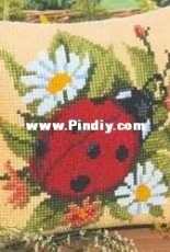 Vervaco 1200-641 Cushion with Ladybird and Daisies