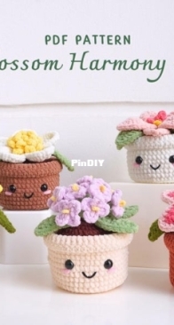Crochet By BT - Sophie Rae - Blossom Harmony: Camelia, Hydrangea Pot, Orchid Flower Pot, Pink Lily Flower, Sunflower Pot