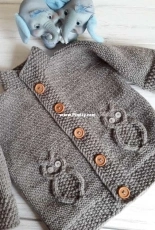 Baby Cardigan with Owls