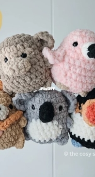 The Cosy Stitch - Tara Farrell - Chubby Safari buddies: Toucan, Koala, Monkey, Lion, Flamingo
