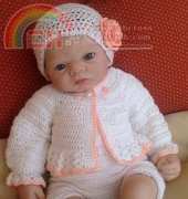 Marumin Crochet- CR014- White Bolero With Contrasting Trim - Free
