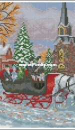 Winter Sleigh Ride - Victoria Scene by Richard de Wolf from Cross Stitch Gold 124