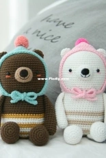 Big Bebez - Yun Young Lee - My Pom Pom Bears - Brown and Polar Bear
