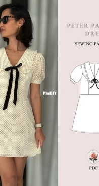 Peter Pan Collar Mini Summer Dress - Rosy's Patterns - English