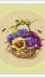 Basket with Violets by Ostapenko Svetlana