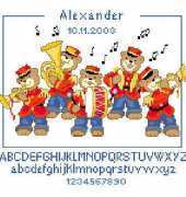 Vervaco 70-848 Musical Bears Birthsampler (pat)