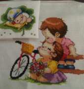 baby sleeping and wedding sampler