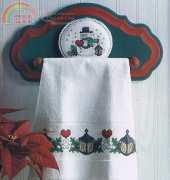 Snowman Towel Holder - Rosemary Padden From 101 Cross Stitch Christmas Creations