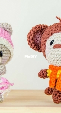 One and Two Company - Carolina Guzman - Teddy Bear and Monkey Pocket Pals amigurumi