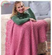 Coat & Clark Red Heart WR2019 Blushing Rose Throw by Carol Alexander