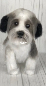 Ambercraftstore - Tatjana Ozolina - Shichon Dog Black Ears - Shichon hond met zwarte oren – English and Dutch
