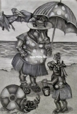 Drawing Hippos Day at the Beach