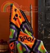 Red Heart - LW3747- Pumpkin Face Throw - Free