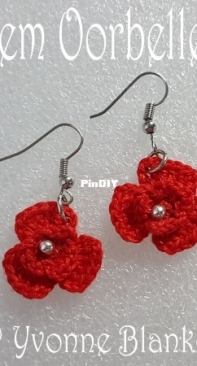 Yvonnes Crochet Art - Yvonne Blanker - Flower Earrings - Bloem Oorbelletjes - Dutch