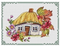 Ukrainian Hut with Viburnum by Nadezhda Nagornaya
