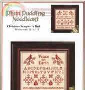 Plum Pudding Needleart - Christmas Sampler in Red