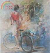 World Cross wc-0580 - Girl with Bicycle