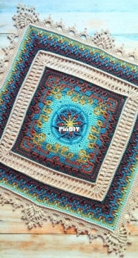Sculptural Crochet - Svetlana Grebennikova - Светлана Гребенникова - Senez Mosaic Square Doily  - Салфетка Senez Mosaic Square - English and Russian