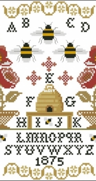 Summer Bees by Twin Peak Primitives from Punch Needle & Primitive Stitcher - Summer 2018 PCS + XSD
