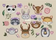 Cute Animals with Flowers by Anastasia Pruss
