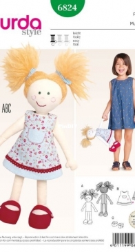 Burda 6824 - Doll with Dress and Shoes - Multilingual