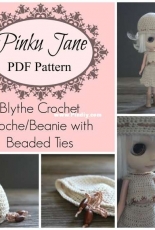 Pinku Jane - Akrista L Bert - Blythe Crochet Beanie with Beaded Ties