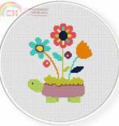 Daily Cross Stitch Turtle Planter