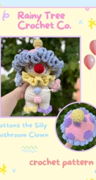 Buttons The Silly Mushroom Clown - Rainy Tree Crochet Co English